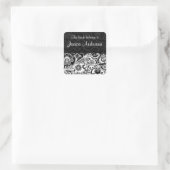 Bold Black White Floral Design Bookplate Sticker (Tas)