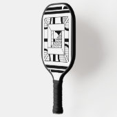 Bold Black White Geometric Abstract Line Art Pickleball Paddle (Links)