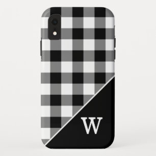 Bold Black White Gingham Pset Pattern Monogram Case-Mate iPhone Case