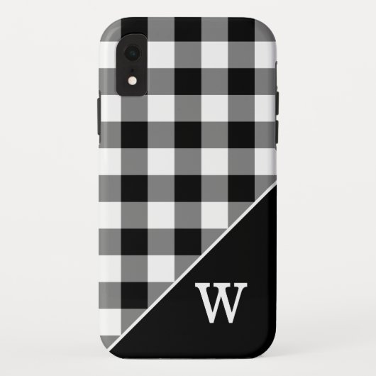Bold Black White Gingham Pset Pattern Monogram Case-Mate iPhone Case (Achterkant)