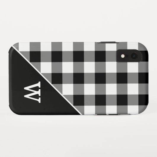 Bold Black White Gingham Pset Pattern Monogram Case-Mate iPhone Case (Achterkant (horizontaal))