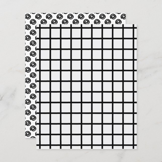 Bold Black White Grid Spiral Scrapbook Paper (Voorkant / Achterkant)