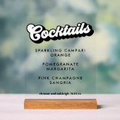 Bold Black White Groovy Wedding Cocktails Clear Acryl Bord (Neutraal)