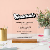 Bold Black White Groovy Wedding Cocktails Clear Acryl Bord (Huwelijk)
