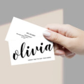 Bold Black White handgeschreven script kalligrafie Visitekaartje