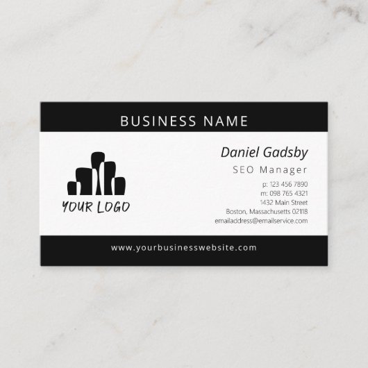 Bold Black White Je Logo heeft het ook gevonden Visitekaartje (Voorkant)