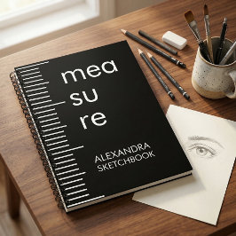 Bold Black White Measure Artist Sketchbook Notitieboek
