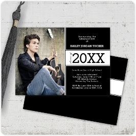 Bold Black & White Photo Afstuderen Aankondiging