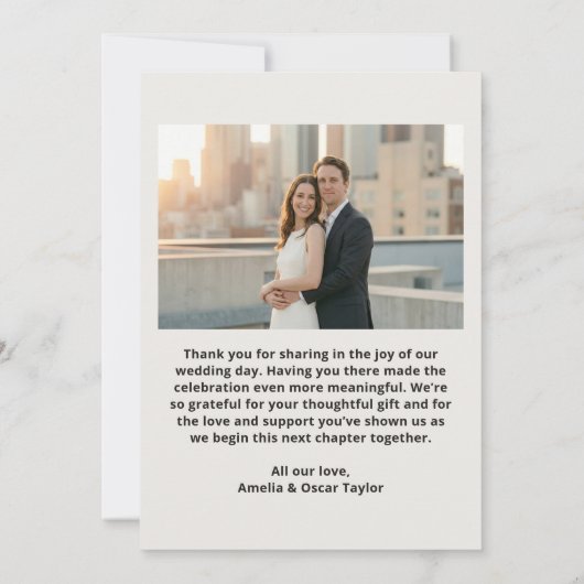 Bold Black White Photo Modern Wedding Custom Bedankkaart (Achterkant)