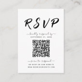 Bold Black & White QR Code Weddenschap RSVP Informatiekaartje (Voorkant)