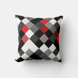 Bold Black White Red Diagonaal Patroonpiloot Kussen