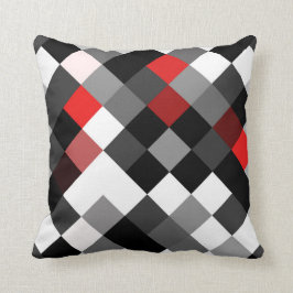Bold Black White Red Diagonaal Patroonpiloot Kussen