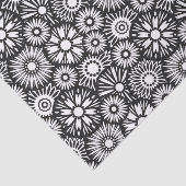 Bold Black White Retro 70s Graphic Daisy Pattern Tissuepapier (Detail)