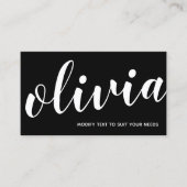 Bold Black White Signature Script-kalligrafie Visitekaartje (Voorkant)