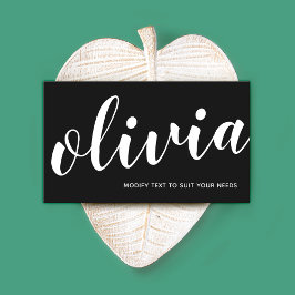 Bold Black White Signature Script-kalligrafie Visitekaartje