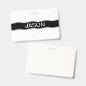 Bold Black & White Stripe Editable Text Badge (Voor- en achterkant)