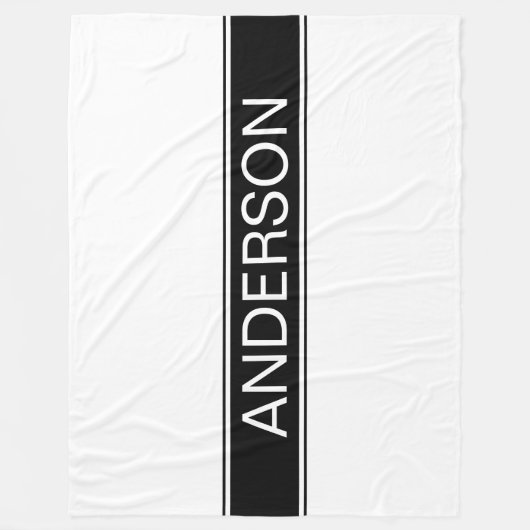 Bold Black & White Stripe Editable Text Fleece Deken (Voorkant)