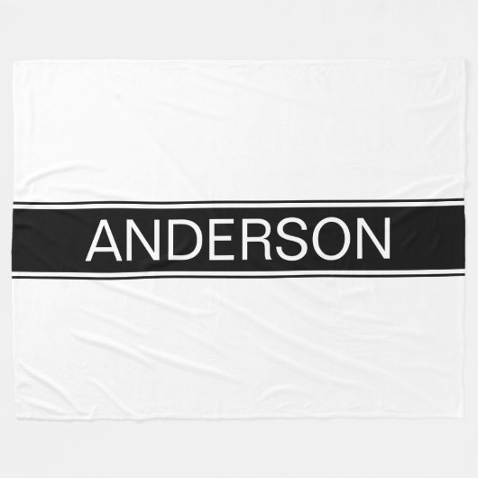 Bold Black & White Stripe Editable Text Fleece Deken (Voorkant (Horizontaal))