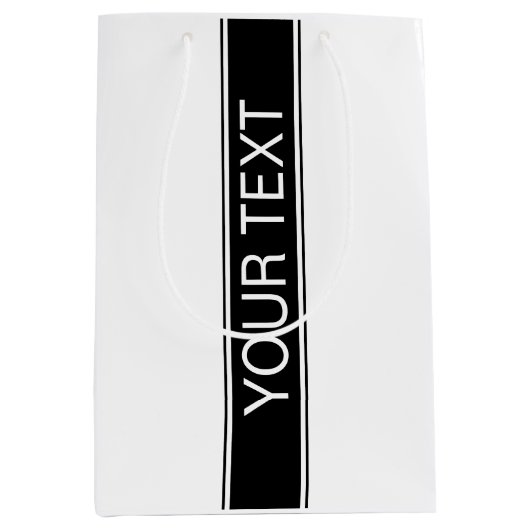 Bold Black & White Stripe Editable Text Medium Cadeauzakje (Voorkant)