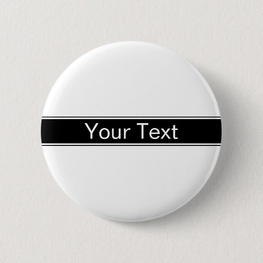 Bold Black & White Stripe Editable Text Ronde Button 5,7 Cm (Voorkant)