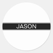 Bold Black & White Stripe Editable Text Ronde Sticker (Voorkant)