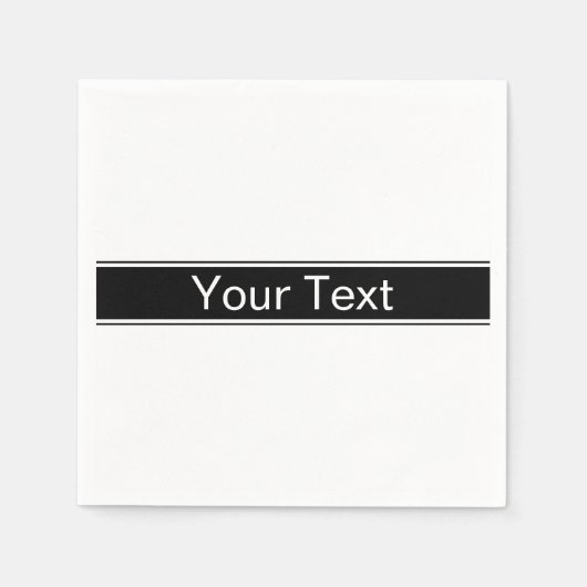 Bold Black & White Stripe Editable Text Servet (Voorkant)