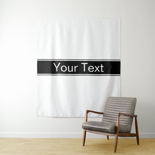 Bold Black & White Stripe Editable Text Wandkleed (In situ)