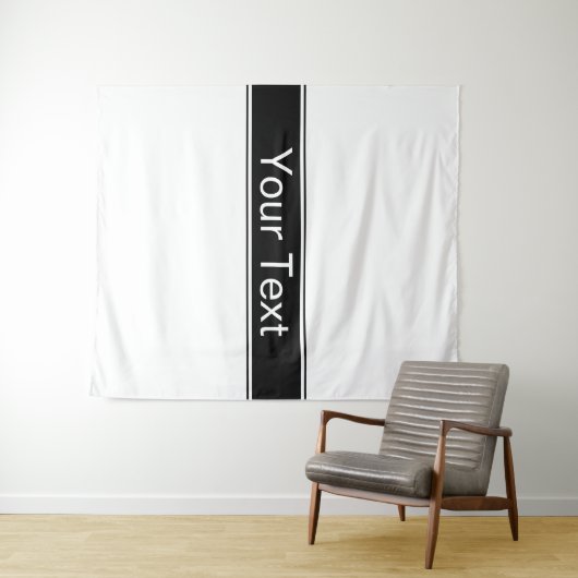 Bold Black & White Stripe Editable Text Wandkleed (In Situ (horizontaal))