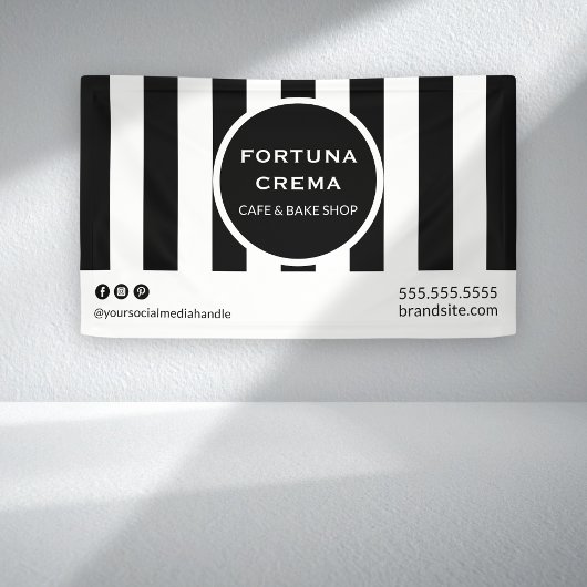 Bold Black & White Striped Business Display Event  Spandoek
