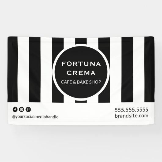 Bold Black & White Striped Business Display Event  Spandoek (Horizontaal)
