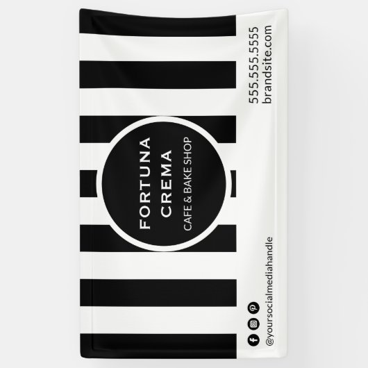 Bold Black & White Striped Business Display Event  Spandoek (Verticaal)