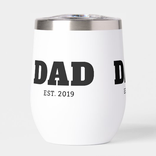 Bold Black & White Text Est Year Dad (Voorkant)