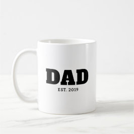Bold Black & White Text Est Year Dad Koffiemok