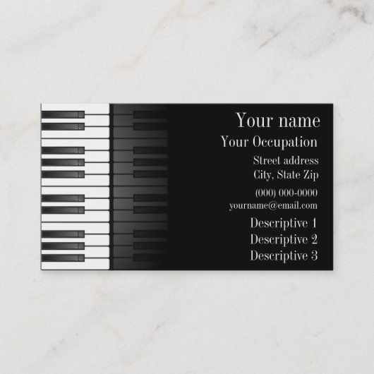Bold Black White-toetsenbordontwerp Visitekaartje (Voorkant)