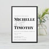 Bold Black White Typography Minimalist Weddenschap Kaart (Staand voorkant)