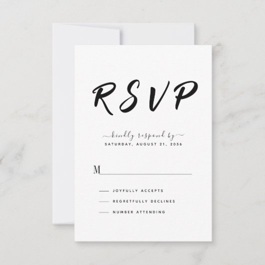 Bold Black & White Wedding RSVP Kaartje (Voorkant)