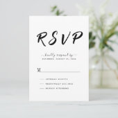 Bold Black & White Wedding RSVP Kaartje (Staand voorkant)