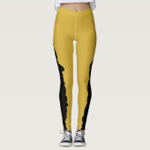Bold Black with Metallic Gold Unique Stylish Leggings (Voorkant)