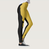 Bold Black with Metallic Gold Unique Stylish Leggings (Rechts)