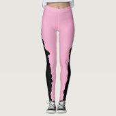 Bold Black with Soft Pink Unique Stylish Leggings (Voorkant)