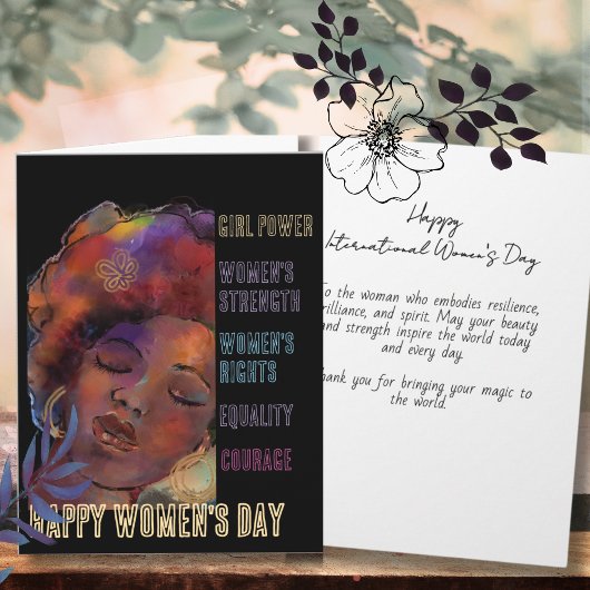 Bold Black Woman International Women's Day Card Feestdagen Kaart
