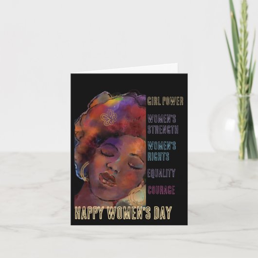 Bold Black Woman International Women's Day Card Feestdagen Kaart (Voorkant)