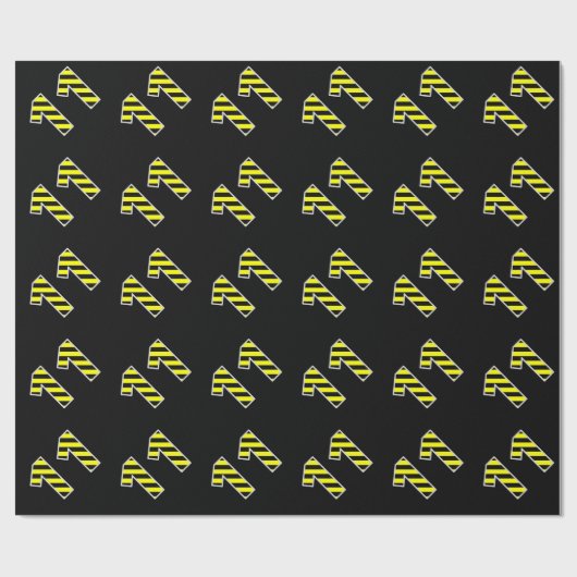 Bold, Black & Yellow Stripes 11 Event # (Verjaarda Cadeaupapier (Vlak)