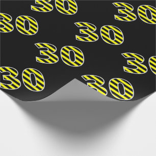 Bold, Black & Yellow Stripes 30 Event # (Verjaarda Cadeaupapier