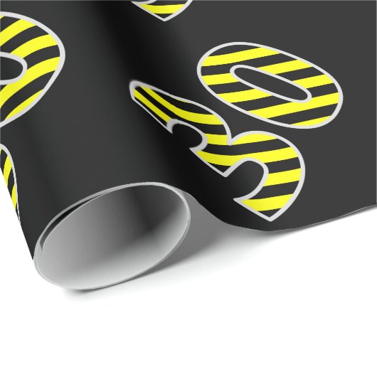 Bold, Black & Yellow Stripes 30 Event # (Verjaarda Cadeaupapier (Rol Hoek)