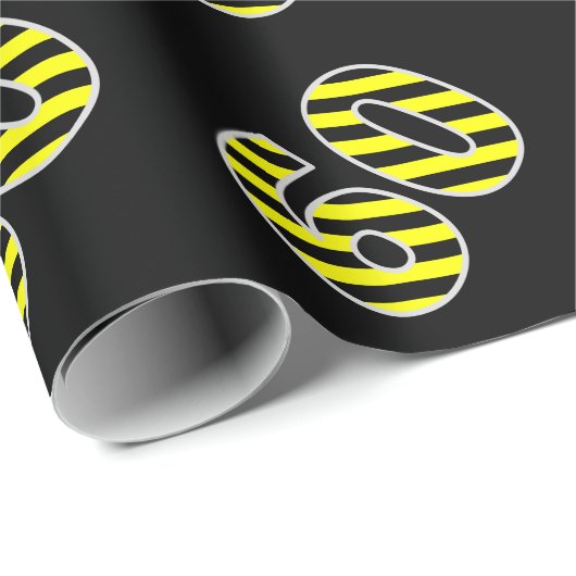 Bold, Black & Yellow Stripes 60 Event # (Verjaarda Cadeaupapier (Rol Hoek)