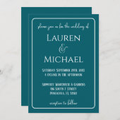 Bold Blauwgroen bruiloft Kaart (Voorkant / Achterkant)