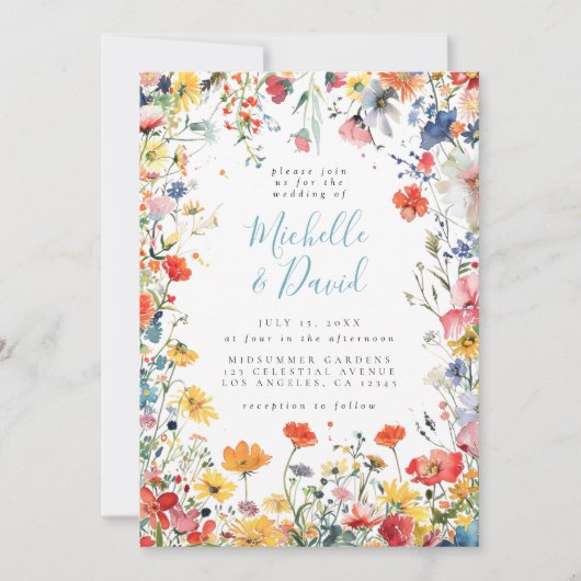 Bold Bloemen Alles in één bruiloft Kaart (Voorkant)