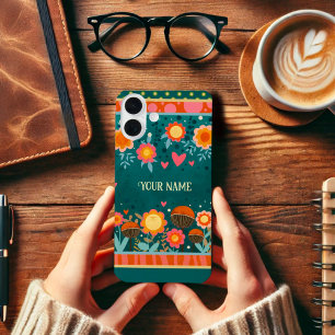 Bold Bloemen Harten Schattigee Inspirerende Naam H iPhone 16 Plus Hoesje