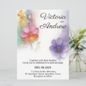 Bold Bloemen Huwelijksuitnodiging (Staand voorkant)